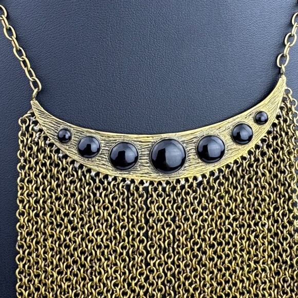 Willow House Ibiza Fringed Bib Necklace by Sara Blaine Black Resin Statement NWT - Picture 4 of 10